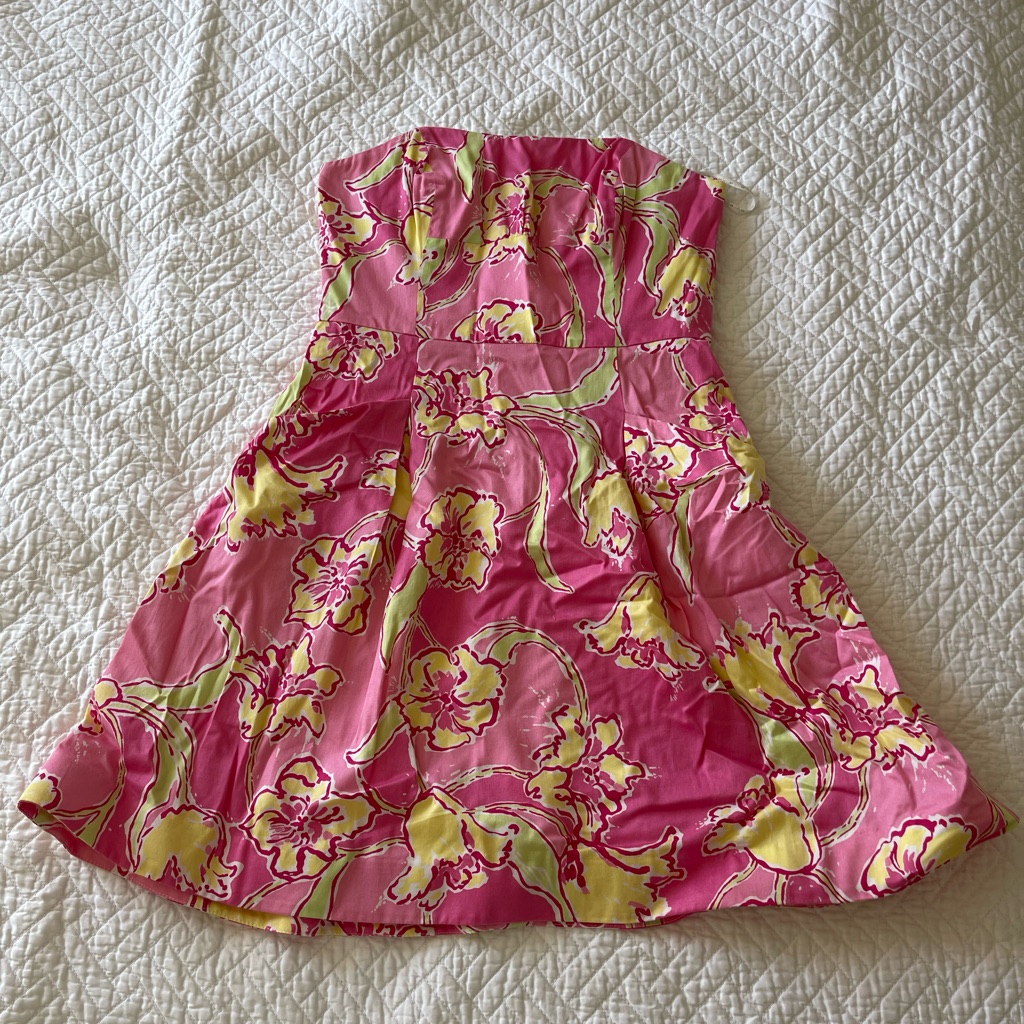 Lily Pulitzer 6 Strapless Dress (Pink & Yellow)